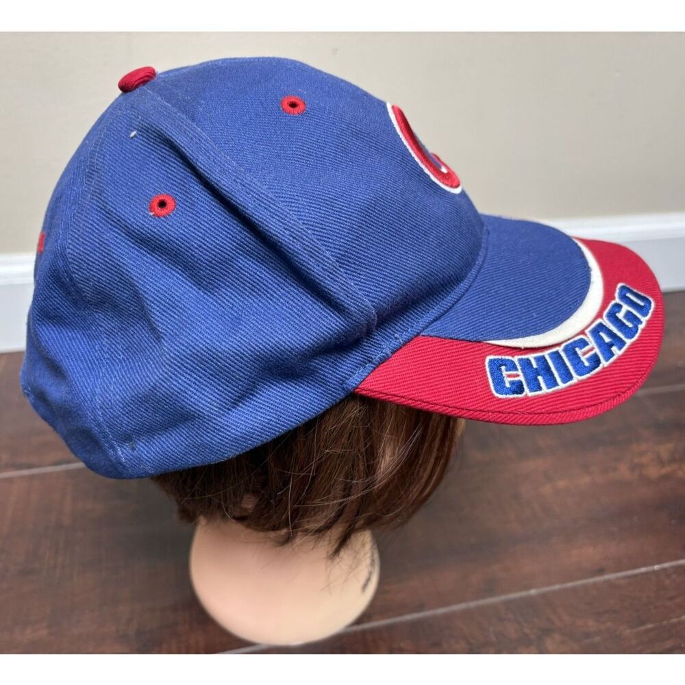 Vtg Chicago Cubs T.E.I. MLB Walking Bear Blue Red Strapback Hat Retro Sporty Cap - Picture 3 of 8